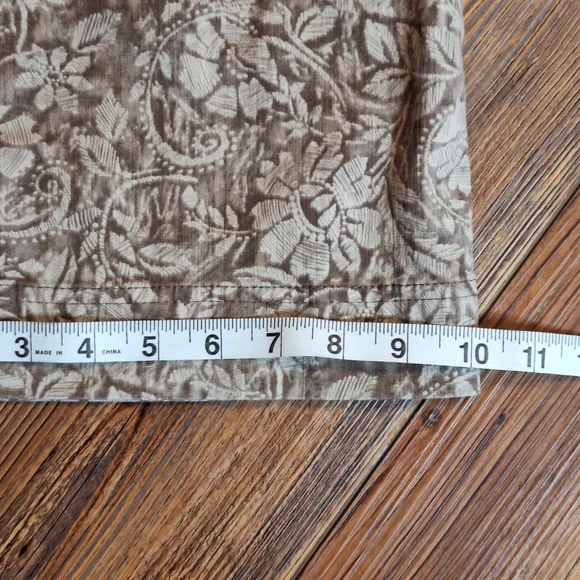 Vtg Christopher & Banks Tan Floral Stretch Cropped Capris Pockets Wms Size 8 - Picture 13 of 16